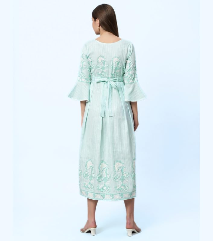 Image of DUMMY SHAPE Feeding Nighty | Maternity Dresses for Women Cotton Blend | Floral Pink Anarkali Kurta with Dual Nursing Zippers for Pregnancy & Breastfeeding | Gifts for Pregnant Women (