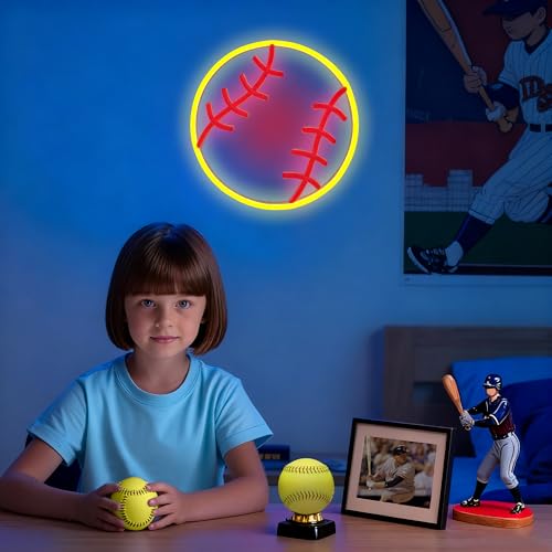 Softball Neon Sign for Wall Decor - 9x9 Inches USB Powered LED Light with Adjustable Brightness, Sport Room Decor for Girls, Perfect Softball Gifts for Mom and Fans by Rodioer - Image 4