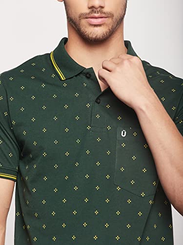 Image of UNIBERRY Men's Cotton Blend Half Sleeve Printed Polo Neck T-Shirt Has A Short Sleeve & Pocket On ChestBZRMT6-MR