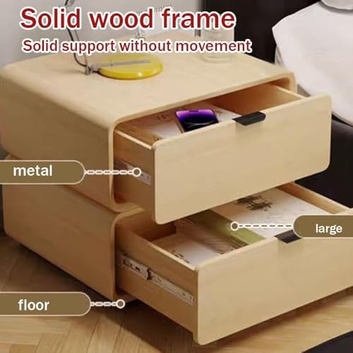 Stylish 2 Drawer Nightstand - Wooden Bedside Table with Smooth Gliding Drawers, Sturdy Floor-Standing Design for Bedroom & Living Room, 50cm Wide, Modern Home Furniture