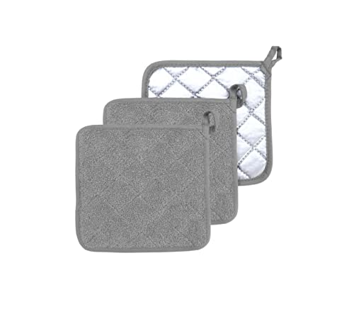 Veikery Oven Pot Holders 100% Cotton,7X7 Inches,3 Packs,Perfect For Cooking, Baking, Serving, Bbq Or Dinner Party (Gray, 3) #TOP9