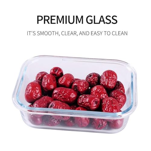 Image of 650 ML Glass Meal Prep Containers with Airtight Lids | Food Storage Containers Microwave, Oven, Freezer & Dishwasher Safe (Pack of 2)