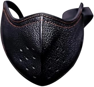 Punk Leather Masks Punk PU Leather Mask for Adult Motorcycle Biker Half Face Mask Anti-dust Sport Mouth Mask Mask (Color : Black, Size : One Size)