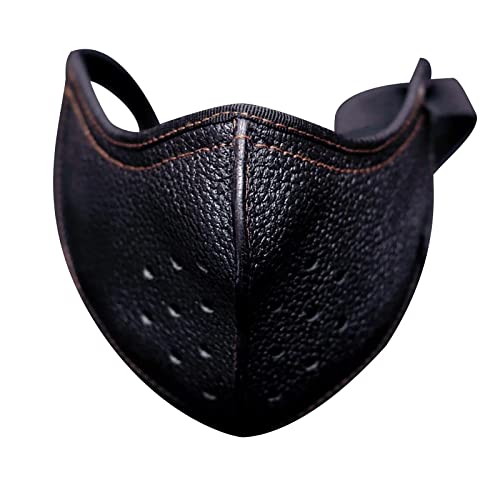 Punk Leather Masks Punk PU Leather Mask for Adult Motorcycle Biker Half Face Mask Anti-dust Sport Mouth Mask Mask (Color : Black, Size : One Size)