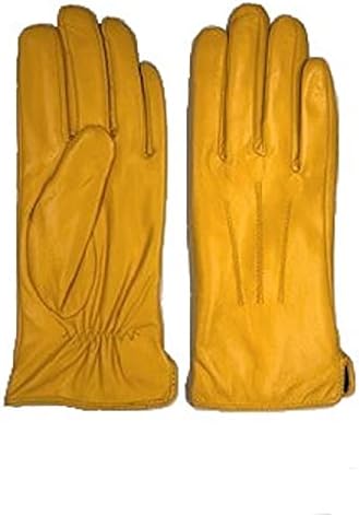 Womens Winter Genuine Sheepskin Nappa Leather Lined Gloves - Yellow