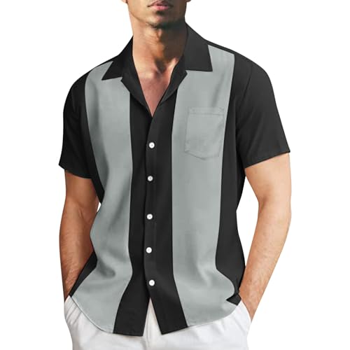 Chemise de bowling bicolore rayée pour homme pour un style plage décontracté