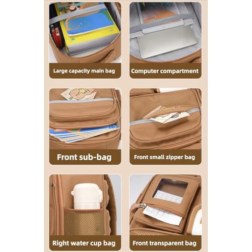 Cute Pink Capybara Backpack Cute Kawaii Cartoon Backpack for Girls & Boys Multiple Compartments Travel Daily Use (Light Pink)3