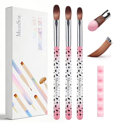 Image of MelodySusie 3Pcs Acrylic Nail Brush Set, Size 8 /10 /14