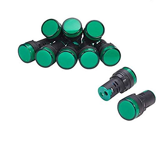Image of Othmro Green Energy Saving LED Indicator Light 22mm Panel Mount 12V Flush Panel Mount 10Pcs