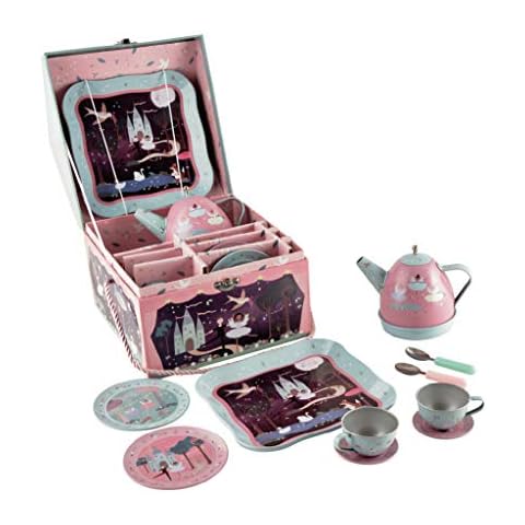 Floss & Rock 41P3652 Enchanted Musical Tin Tea Set in House Case Cover
