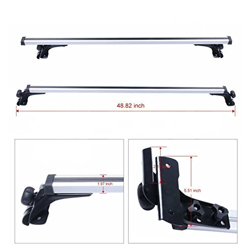 Silscvtt 48 Universal Car Top Roof Cross Bar Luggage Cargo Carrier Rack W/ 3 Kinds Clamp Silver Aluminum #TOP3