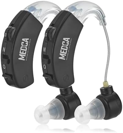 Behind The Ear Sound Amplifier - BTE Sound Ear Amplification Device and Digital Sound Enhancers for Seniors, Noise Reducing, Black, by MEDca