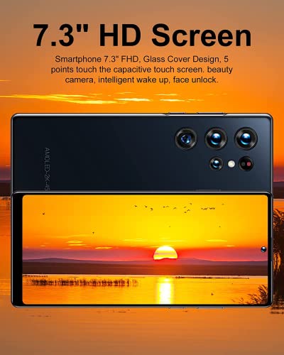 Echoamo 5G Unlocked Cell Phones, 4G+128Gb Dual Sim Mobile Phone,C21 Smartphone Unlocked With Pen, 7.3 Inches Waterdrop Screen Version Android Phone 48+100Mp,7300Mah,Fingerprint Lock&Face Id (Black) #TOP2