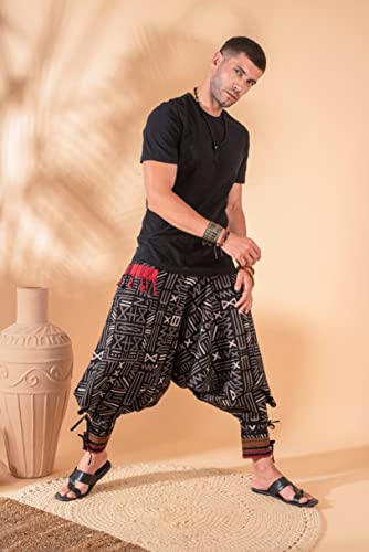 Image of The Veshti Company Hipie Harem Pants for Men Cotton Low Crotch Printed Baggy Bohemian Yoga Pajama Pant (Regular Fit)