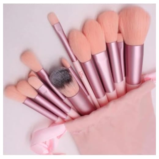 Kit de Pincéis de Maquiagem 13 Peças, Cerdas Sintéticas, Pinceis Make com Estojo Organizador, Kit Pinceis de Maquiagem Rosa bebê
