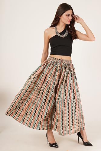 Image of COTLAND Fashions Jaipuri Cotton Printed Flared Palazzo Pants for Women