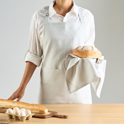 Image of Cotton Kitchen Apron for Women & Men - Set of 1 - Uni Plain, (28 inch X32 inch) Durable Apron with Spacious Pocket - Perfect Kitchen Set for Home or Professional Use - L.Gray