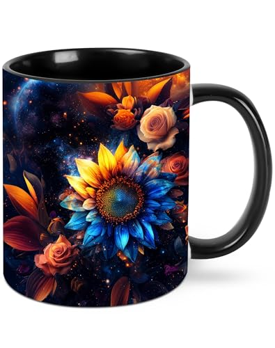 Caneca de café de girassol 325 ml canecas engraçadas xícara de chá de cerâmica com alça presentes inovadores para mulheres para casa, escritório, viagens