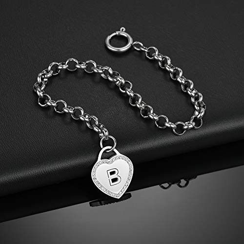 Image of CaleesLLC Letter A to Z Initial Charm Bracelet Adjustable Stainless Steel Anklet Personalized Wrist Link for Women