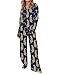 SHESHOW Women Satin Pjs Sets Long Sleeve Button Up Lounge Set Animal Pajamas for Women Set Navy Size M