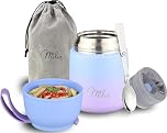 Milu® Thermo Food Flask 450ml - Stainless Steel Insulated Container - Lunchbox - Jar with Spoon for hot and Cold Food (Blue Violet, 450ml)