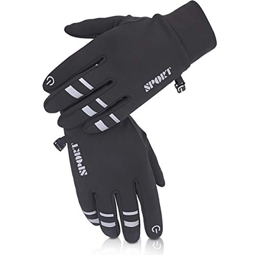 EVILTO Gants d'hiver, Extérieur Gants d'étanche Windproof Gants à Écran Tactile Antidérapant Gants de Vélo Gants Sport Running Cyclisme Escalade pour Hommes et Femmes - Noir