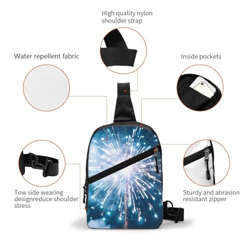 Explosion Firework (1) Print Men's and Women's Foldable Crossbody Bag,Sports Crossbody Bags,and Daily Chest Bags3