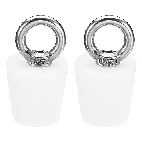 MECCANIXITY Silicone Rubber Tapered Plug 20 to 27mm Solid Bathtub Bungs Stopper with Ring for Test Tubes, Water Pipe, Drainage Hole, White 2 Pieces