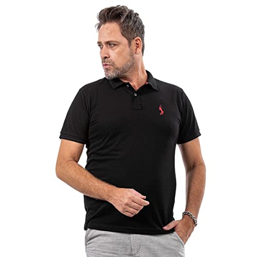 Camisa Polo Masculina Piquet com Viscose Dry John Pull (M,Preto)