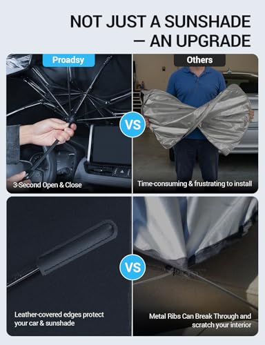 Image of Proadsy Windshield Sun Shade Umbrella for Subaru Forester 2019-2025 2026 Foldable Car Umbrella Sunshade with Soft TPU Handle Spring Structure Crystal Cooling Material Protect Car from Rays & Heat