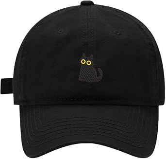 Mens Baseball Caps Black Cat - 05 Embroidered Adjustable Washed Cotton Dad Hat