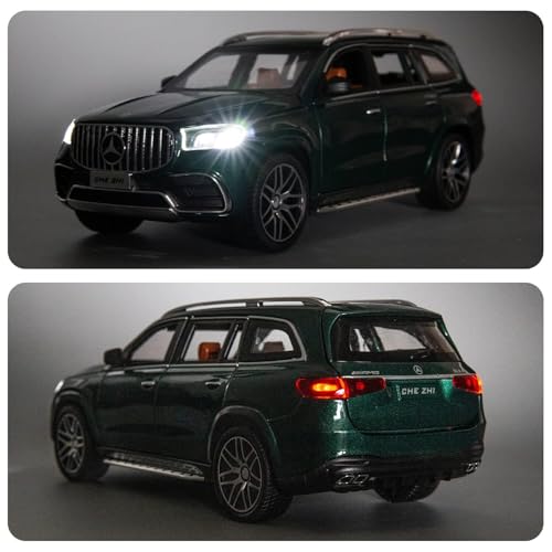 Image of BlackZone 1 /24 Scale Toy Car Compatible for Marceds GLS63 Alloy Metal Pull Back Toy Car | Openable Doors, Light & Music | Gifts for Boys and Girls (Green)