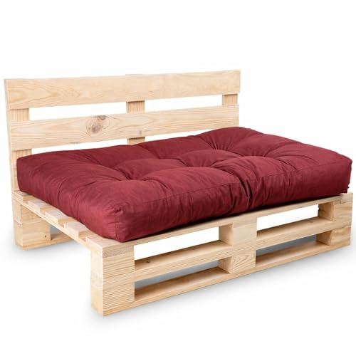 bananair   Cojines para Palets   Tela Resistente, Anti UV y Repelente al Agua   Muy Cómodo, Relleno de Espuma   Cojines Exterior para Jardín y Terraza (Asiento 120x80 cm, Rojo)