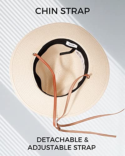 Accsa Women Panama Straw Hat Stylish Wide Brim Summer Sun Hat Ladies Beach Hat Upf 50+ thumb #3