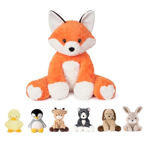 Niuniu Daddy 14' | 3.5 Pound Weighted Fox Plush Stuffed Animal, Heavy Stuffed Red Fox Plush Toys for Kids Adults, Weighted Beads for Stuffed Animals Body Pillow for Birthday Christmas Holiday