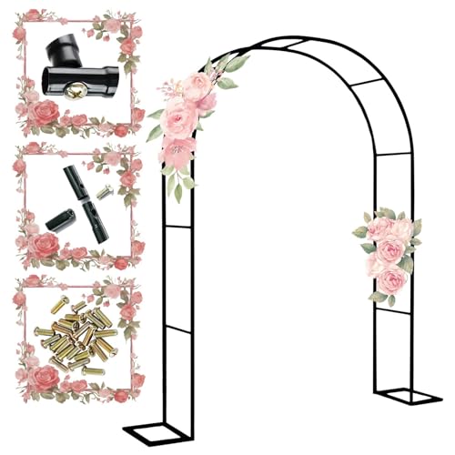 Metal Rose Arch for Climbing Plants 120cm Width Garden Pergola Trellis Black Pavilion Arbor for Outdoor Decor Size: 120 * 220cm (47.2 * 86.6in)