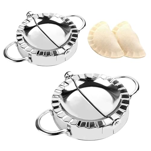 2 Piezas,Empanadillas Molde,Dumpling Maker,Acero Inoxidable Fabricante De Bolas Masa,Ravioli Maker,Para Hacer Empanadillas Ravioli Mano(Pequeño 7,5 Cm, Grande 12,5 Cm）