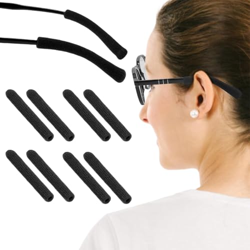 JEYORZY Lot de 4 paires de lunettes - Coussinets antidérapants - Coussinets d'oreille - Poignées d'oreille - Tricot - Anti-lunettes - Crochets d'oreille...