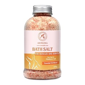 Sales de Baño Articulaciones & Músculos 600g – Aceites Esenciales de Lavanda & Salvia & Romero – 100% Natural Sales Marinas – Calma los Músculos Cansados – Desintoxica – Relajación