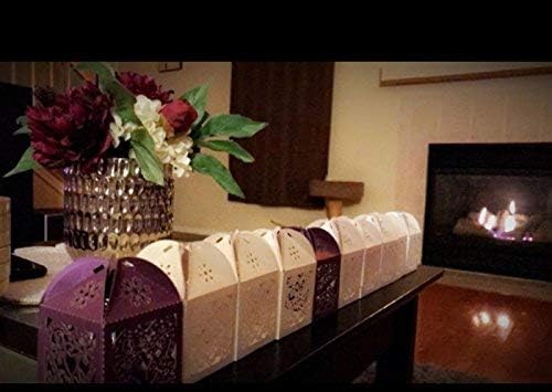 KPOSIYA 100 Pack Love Heart Laser Cut Wedding Party Favor Box Candy Bag Chocolate Gift Boxes Bridal Birthday Shower Bomboniere with Ribbons - Image 7