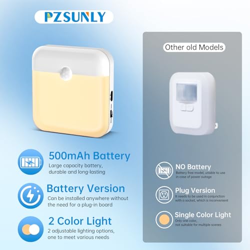 Image of Night Light for Kids,LED Rechargeable,Cabinet Lights Closet Lights,Indoor Motion Sensor Night Lights,Magnetic Hallway Light for Baby Bedroom Kitchen Stairs 6 Pack (Warm and White Light)