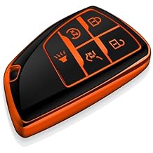 Tukellen for Chevy Key Fob Cover Soft TPU Full Protection Key Case Compatible with 2022-2026 Silverado 1500 GMC Sierra 1500, 2024 2025 2026 Silverado Sierra 2500HD 3500HDOrange, 5 Buttons