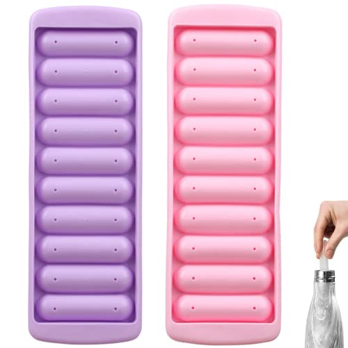 PTaizjjz 2 Pack Ice Cube Tray Reusable Thin Ice Cube Trays 10-Cavity Ice Cube Mould for Water Bottles Chilling Whiskey Cocktails