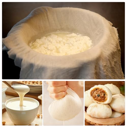 WYYFXY® 8 Stück Passiertuch, 60×60 cm Käsetuch Beige Cheesecloth Abseihtuch Mulltuch Küche Passiertücher Waschbar Seihtuch Käsetücher Filtertuch, für Saft Käse Tee Nussmilch Suppe Joghurt Tofu