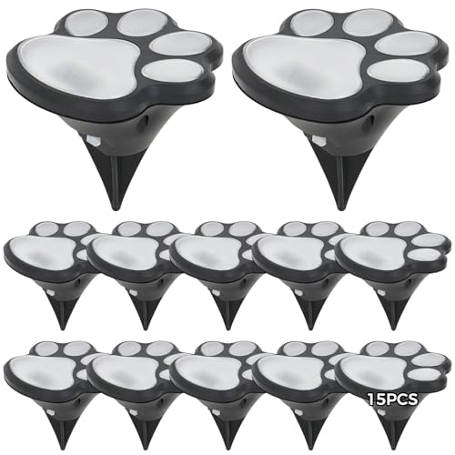 Lampe solaire de jardin patte de chien lot de 15 balises étanches ABS pour pelouse