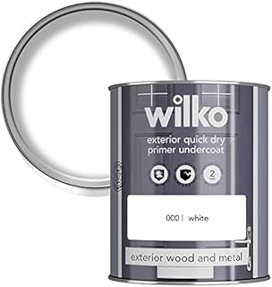 wilko Quick Dry Exterior White Primer and Undercoat, 10 Years All-weather Protection, Exterior Wood and Metal Undercoat Paint 750ml
