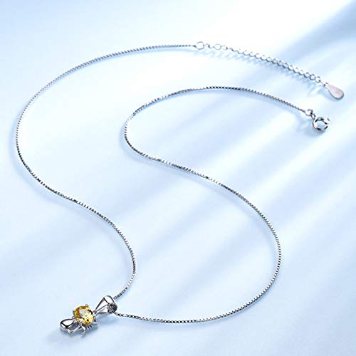 Collier chat mignon en citrine jaune et argent. Style délicat - 6