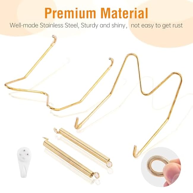 Bilillo 2 Pack Plate Hangers for The Wall, Suitable for 16-20 inch Decorative Plate, Stainless Steel Invisible Heavy Duty Wire Plate Holder with Wall Hooks, Plate Hangers for Displaying Plates