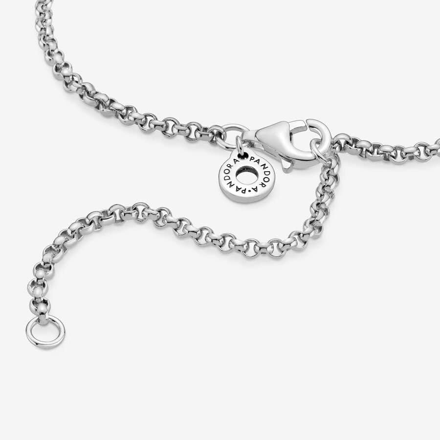 PANDORA Rolo Chain Necklace - Adjustable Necklace with Lobster Clasp - Gift for Her - Sterling Silver - With Gift Box - 23.6"