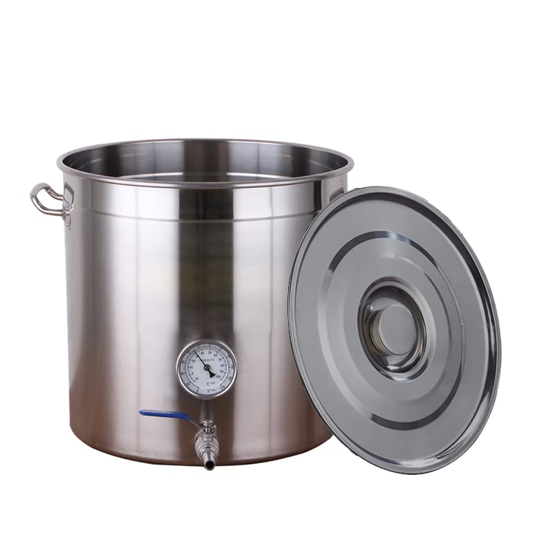 Cuve de Fermentation de Grande capacité pour Brassage à Domicile, 19 à 90 litres, en Acier Inoxydable, pour Stockage de bière et de Boissons, Seau d'ébullition, marmite pour bière, avec couv